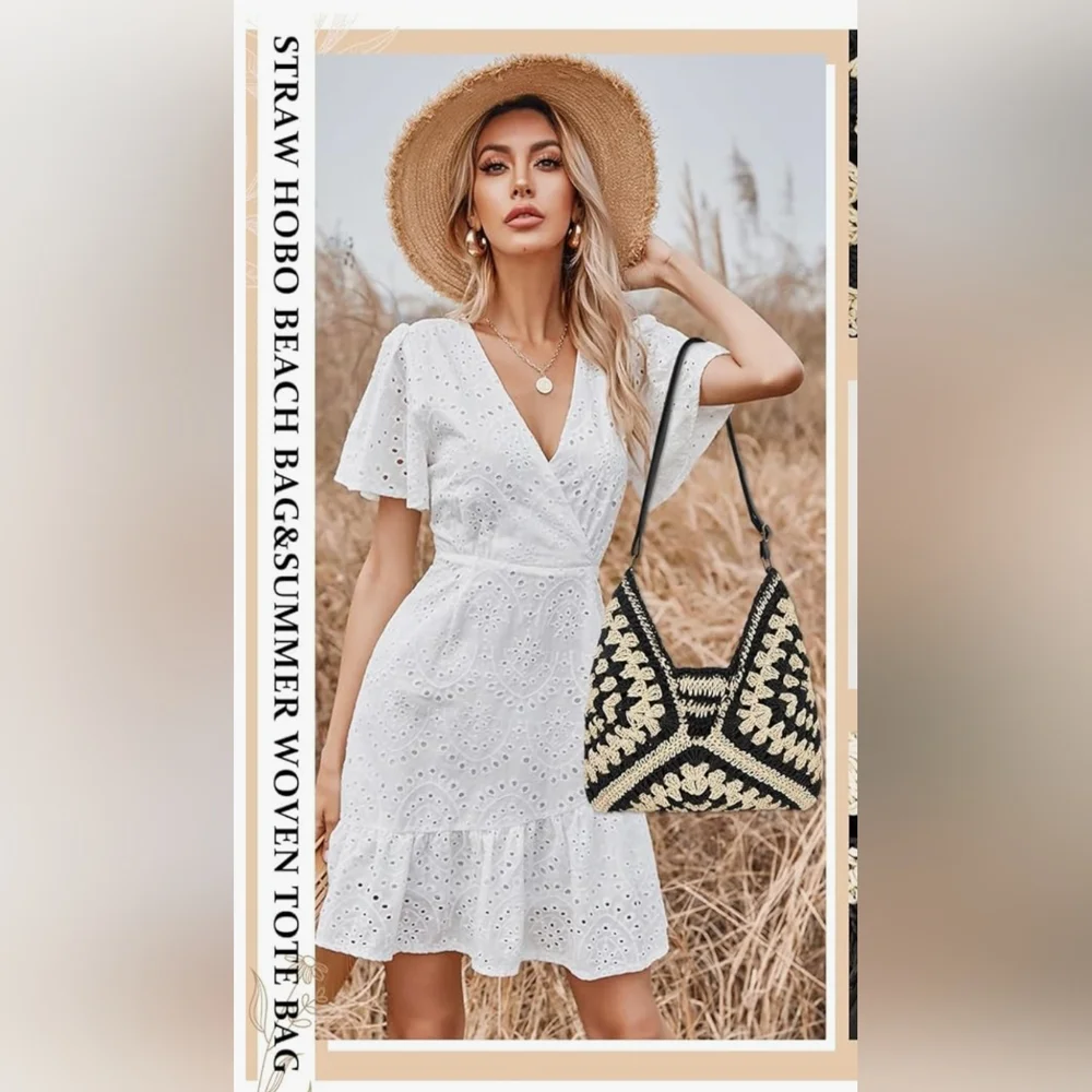 NWOT Straw Beach Handbag - Picture 7 of 9